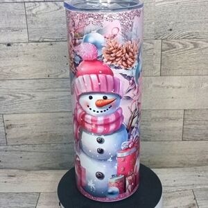 Holiday Snowman handmade stainless steel 20oz. tumbler